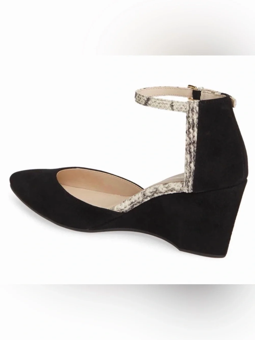 Cole Haan Lara Wedge Pump Snake-Print Ankle Strap
